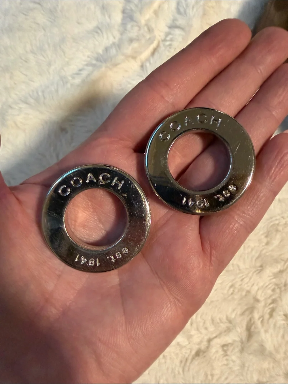 Coach upcycled hardware silver bag charm
